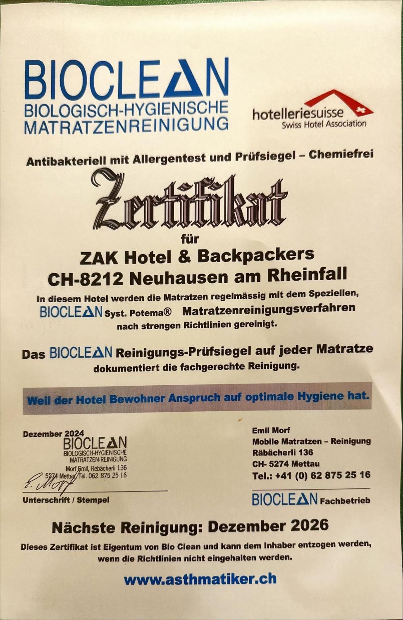 Zak Neuhausen Vandrehjem Neuhausen Am Rheinfall Eksteriør billede